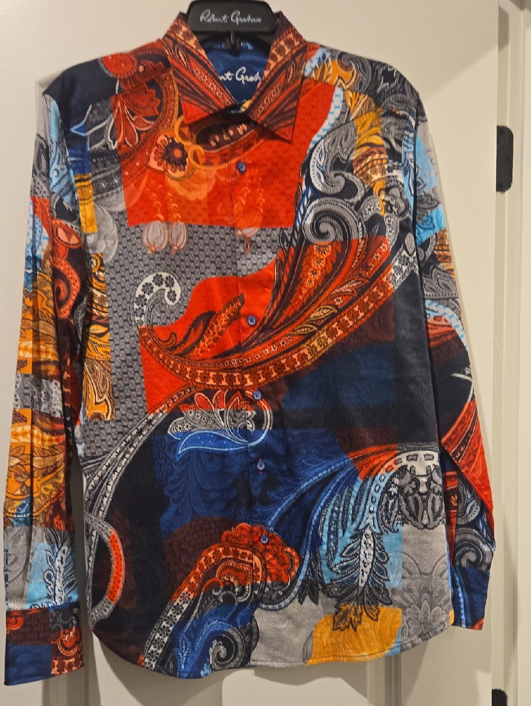 Robert Graham Retro Patchwork Paisley Shirt In Red, Blue, Orange
